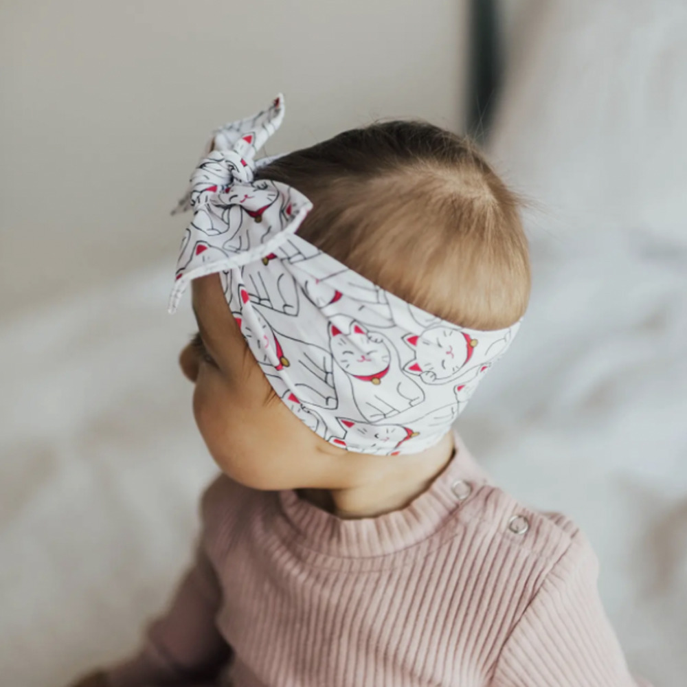 Baby Bling Print Knot Headband In Lucky Cat​​​​​​​​​​​​